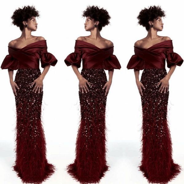 charming burgundy feather evening dresses off shoulder crystals beaded half sleeves prom dresses arabic women formal wear party gowns, Black;red
charming burgundy feather evening dresses off shoulder crystals beaded half sleeves prom dresses arabic women formal wear party gowns, Black;red