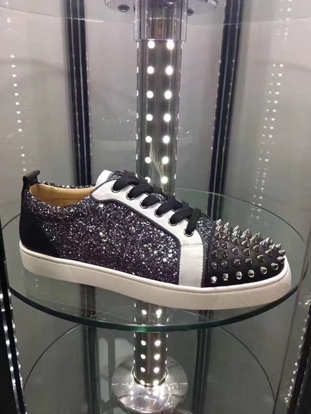 luxurious low glitter leather red bottom sneakers shoes popular designer men women spikes sneaker studs walking ing, Black
luxurious low glitter leather red bottom sneakers shoes popular designer men women spikes sneaker studs walking ing, Black