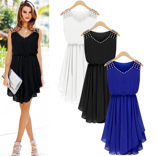 women sleeveless chiffon v-neck party cocktail pleated casual mini dress 2018 new fashion plus size s-2xl cl243, Black;gray
women sleeveless chiffon v-neck party cocktail pleated casual mini dress 2018 new fashion plus size s-2xl cl243, Black;gray