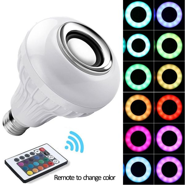 wireless 12w power e27 led rgb bluetooth speaker bulb light lamp music playing & rgb lighting with remote control
wireless 12w power e27 led rgb bluetooth speaker bulb light lamp music playing & rgb lighting with remote control