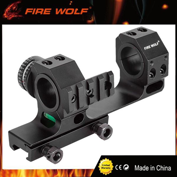 FIRE WOLF High Accuracy 24.5/30mm Universal One-piece Offset Scope Mount Dual Ring with Angel and Level Instrument for Picatinny