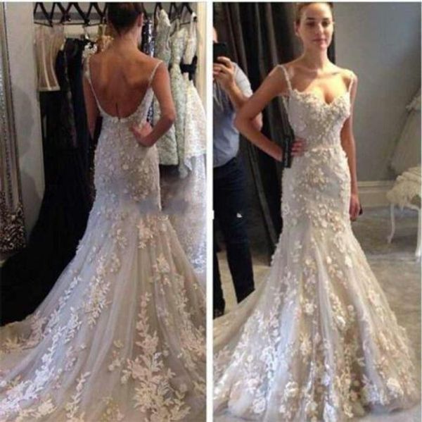 backless spaghetti straps sheath wedding dresses castle romantic custom made appliques fashion new spring style tulle vestido de noiva, White
backless spaghetti straps sheath wedding dresses castle romantic custom made appliques fashion new spring style tulle vestido de noiva, White
