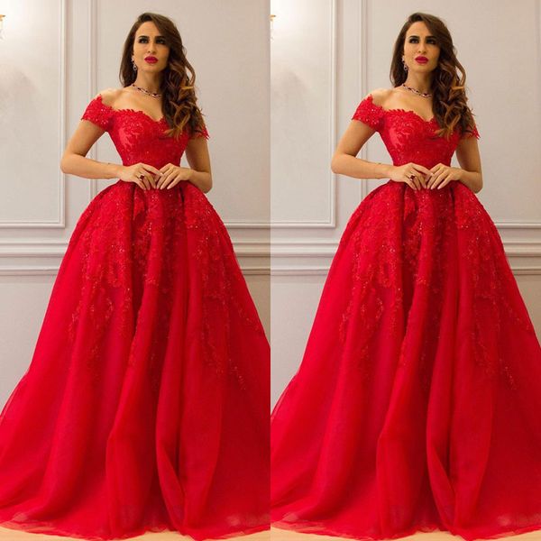 red ball gown lace evening dresses appliques beaded off shoulder neckline prom dress floor length ruffles formal evening gowns, Black;red
red ball gown lace evening dresses appliques beaded off shoulder neckline prom dress floor length ruffles formal evening gowns, Black;red