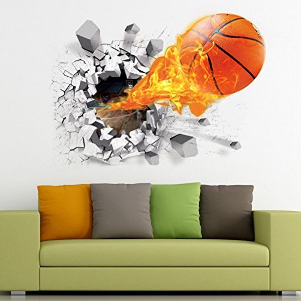 3d self-adhesive removable break through the wall vinyl wall stickers / murals art decals decorator (flying fire basketball (19.7
3d self-adhesive removable break through the wall vinyl wall stickers / murals art decals decorator (flying fire basketball (19.7