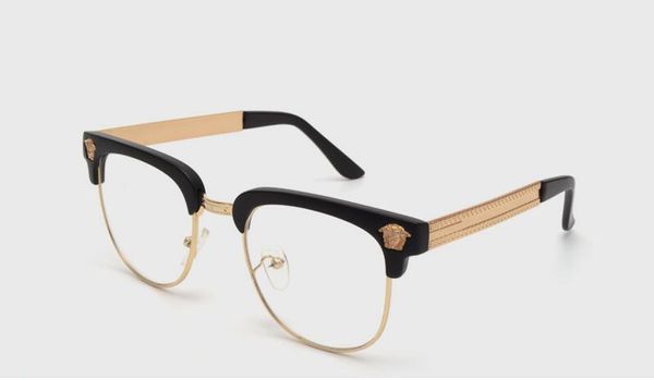 New Brand Black&gold Mens Semi Rimless Eyeglasses Frames Uv Metal Half Frame Clear Lens Glasses Optical Ing