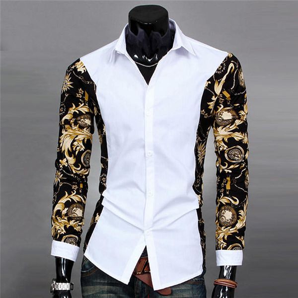 wholesale- 2017 men shirts dress casual slim fit long sleeve flower printed button shirt splice 0409, White;black
wholesale- 2017 men shirts dress casual slim fit long sleeve flower printed button shirt splice 0409, White;black