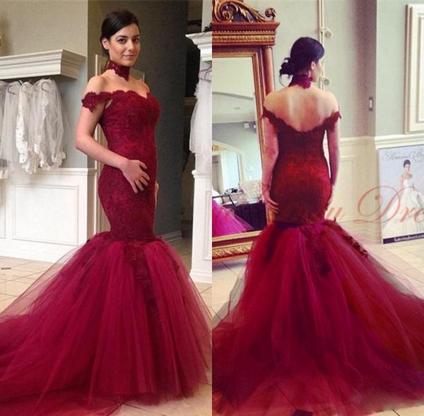 new arabic backless mermaid dresses evening wear dark red charming off-shoulder long prom gowns lace applique formal, Black;red
new arabic backless mermaid dresses evening wear dark red charming off-shoulder long prom gowns lace applique formal, Black;red