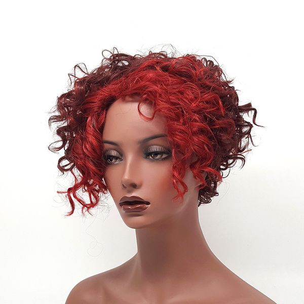xt1052 european women's fashion is made of natural fiber short hair wine red big wave style red wigs, Black
xt1052 european women's fashion is made of natural fiber short hair wine red big wave style red wigs, Black