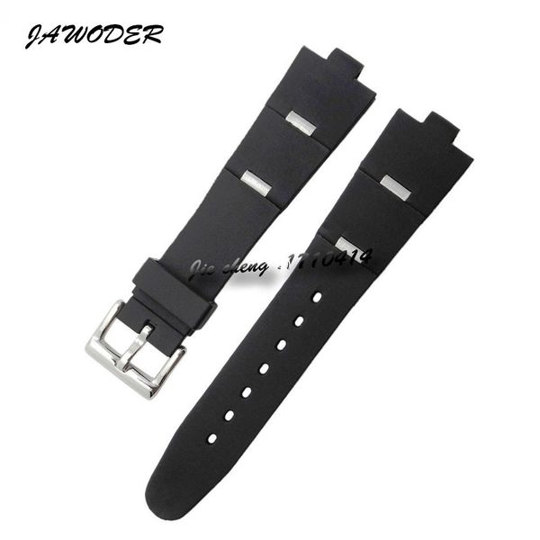 

jawoder watchband 22 24mm x 8mm men women black diving silicone rubber watch band stainless steel silver pin buckle strap for diagono, Black;brown