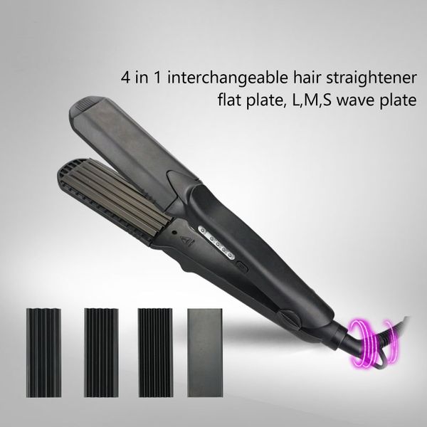 interchangeable heating plate hair flat iron 1.5 inch four gears temperature adjustable tourmaline ceramic hair straightener with ptc heater, Black
interchangeable heating plate hair flat iron 1.5 inch four gears temperature adjustable tourmaline ceramic hair straightener with ptc heater, Black