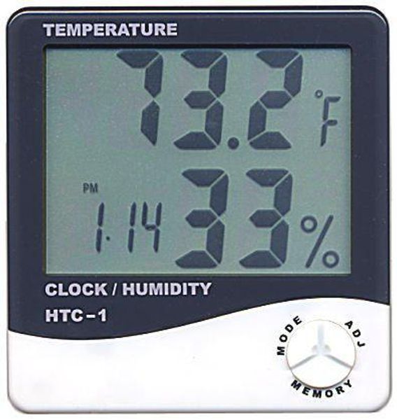 

Цифровой ЖК-гигрометр температуры часы влажности метр термометр с часами календарь будильник HTC-1 100 штук вверх