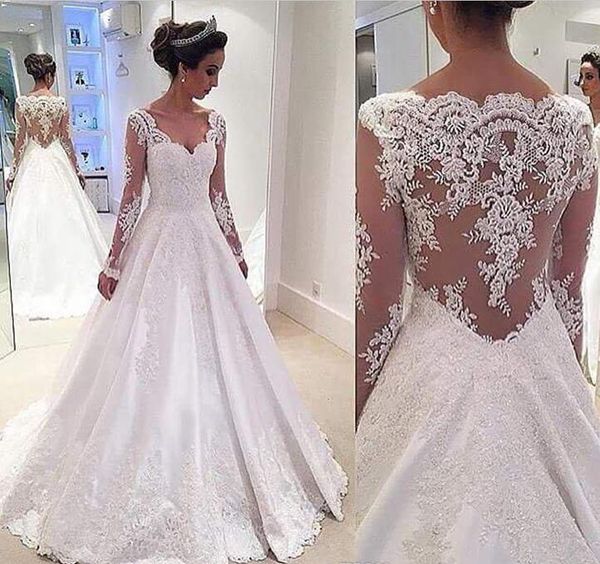 2017 свадебные платья с рукавами онлайн длинные иллюзии сексуальная назад атласная аппликации кружева милая свадебные платья сад китайский п, White
2017 свадебные платья с рукавами онлайн длинные иллюзии сексуальная назад атласная аппликации кружева милая свадебные платья сад китайский п, White