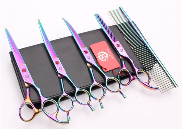 z3002 5pcs 7'' japan 440c professional pets grooming hair scissors comb+cutting+thinning+up &down curved shears cat dog fur clippe
z3002 5pcs 7'' japan 440c professional pets grooming hair scissors comb+cutting+thinning+up &down curved shears cat dog fur clippe