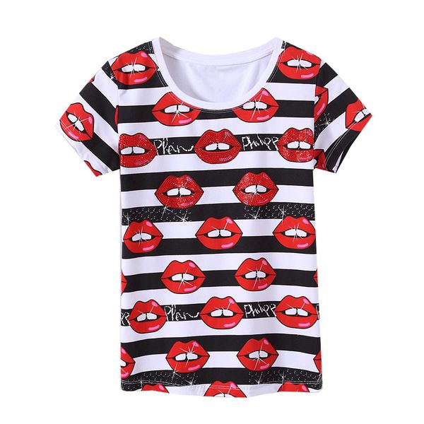 wholesale- keqi casual women kiss red lips printed t shirt summer short sleeve stretch t-shirt tees women clothing, White
wholesale- keqi casual women kiss red lips printed t shirt summer short sleeve stretch t-shirt tees women clothing, White