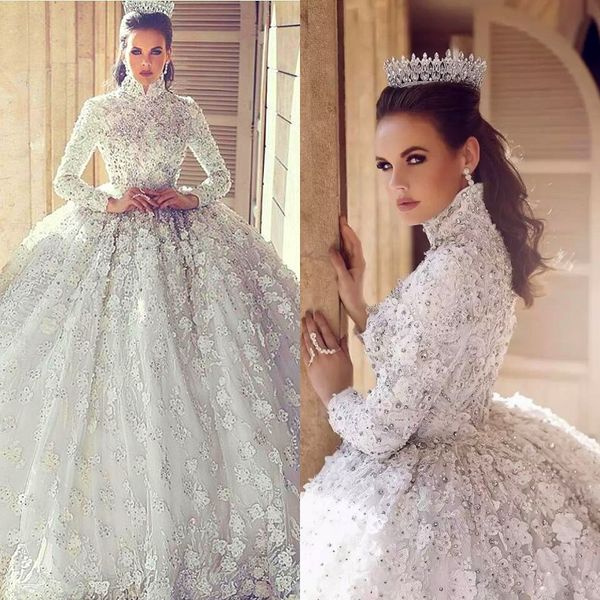 gorgeous rhinestones muslim wedding dresses high neck long sleeve applique lace ball gown wedding dresses glittering beaded bridal dresses, White
gorgeous rhinestones muslim wedding dresses high neck long sleeve applique lace ball gown wedding dresses glittering beaded bridal dresses, White