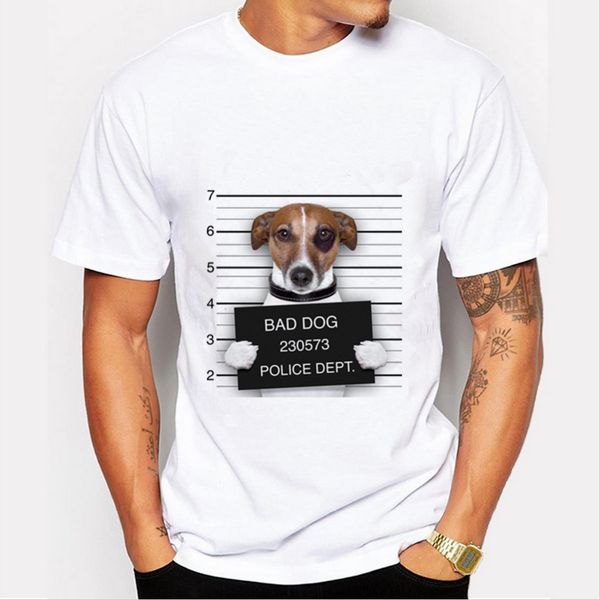 

2017 new creative dog police dept design men t shirt pug printed t-shirt short sleeve casual french bulldog, White;black