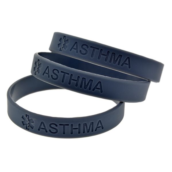 100pcs alert asthma silicone rubber bracelet size a great message to carry in case emergency, Black
100pcs alert asthma silicone rubber bracelet size a great message to carry in case emergency, Black