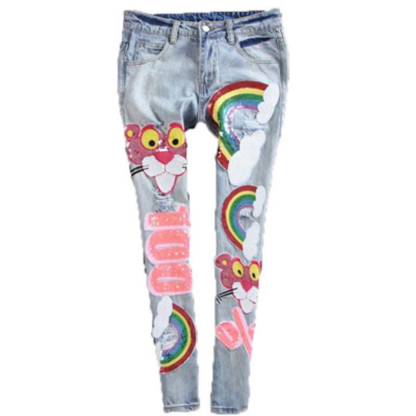 wholesale- europe spring 2016 new holes carton pattern patch jeans women's denim ripped vintage sequined style jeans fashion a355, Blue
wholesale- europe spring 2016 new holes carton pattern patch jeans women's denim ripped vintage sequined style jeans fashion a355, Blue