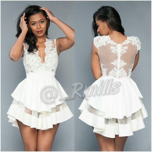 little white mini short homecoming dresses 2017 new v neck cap sleeves lace illusion back short cocktail prom dress formal party wear, Blue;pink
little white mini short homecoming dresses 2017 new v neck cap sleeves lace illusion back short cocktail prom dress formal party wear, Blue;pink