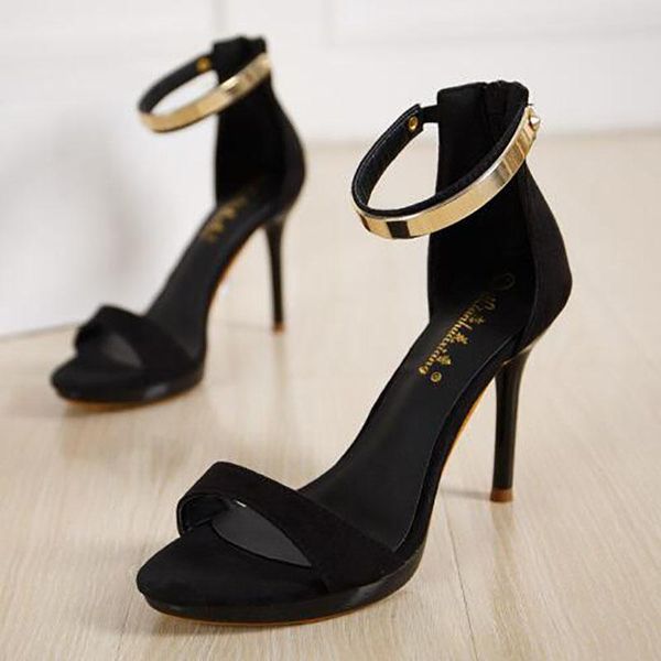 2017 concise nude suede high heels sandals women sequined ankle strap summer dress shoes woman open toe sandals, Black
2017 concise nude suede high heels sandals women sequined ankle strap summer dress shoes woman open toe sandals, Black