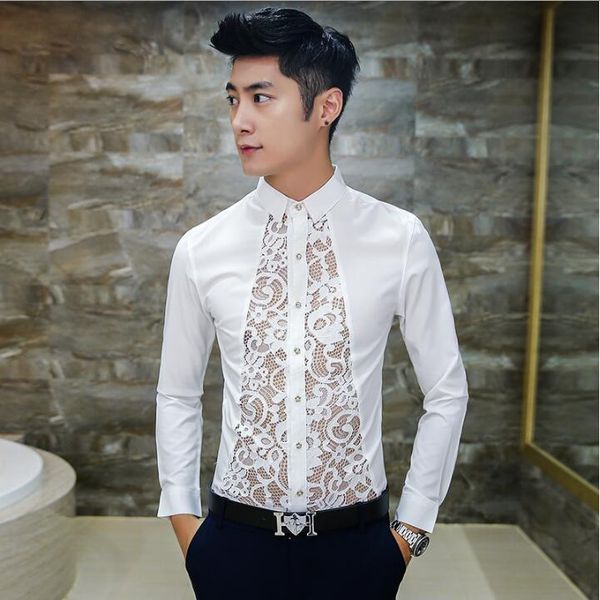 wholesale- fashion 2017 spring mens casual see through shirts dress long sleeve slim fit shirt men wedding white man lace floral shirt, White;black
wholesale- fashion 2017 spring mens casual see through shirts dress long sleeve slim fit shirt men wedding white man lace floral shirt, White;black