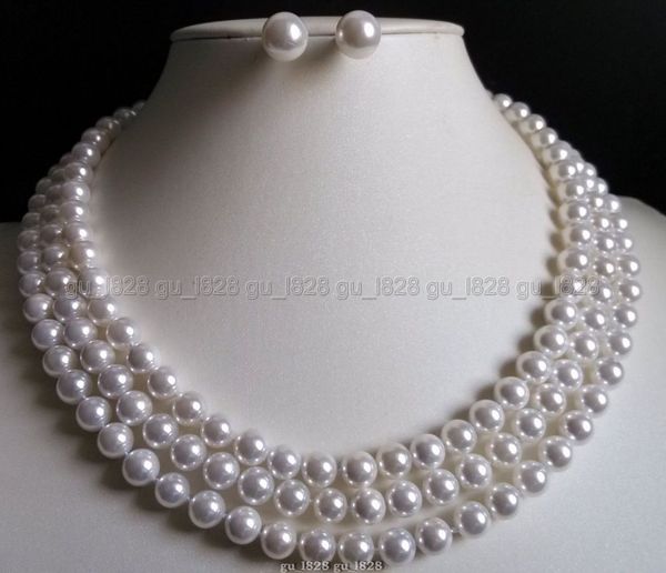 natural 3 rows 8 mm white south sea shell pearl necklace+earrings 17-19" t01, Silver
natural 3 rows 8 mm white south sea shell pearl necklace+earrings 17-19" t01, Silver
