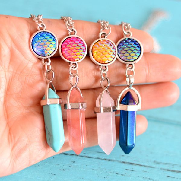fashion natural stone hexagonal prism drusy druzy necklaces mermaid scale pendant necklace for women lady jewelry, Silver
fashion natural stone hexagonal prism drusy druzy necklaces mermaid scale pendant necklace for women lady jewelry, Silver