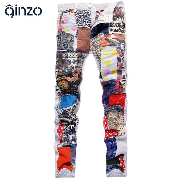 wholesale-men's fashion colored patch spliced jeans casual white denim pants slim straight long trousers, Blue
wholesale-men's fashion colored patch spliced jeans casual white denim pants slim straight long trousers, Blue