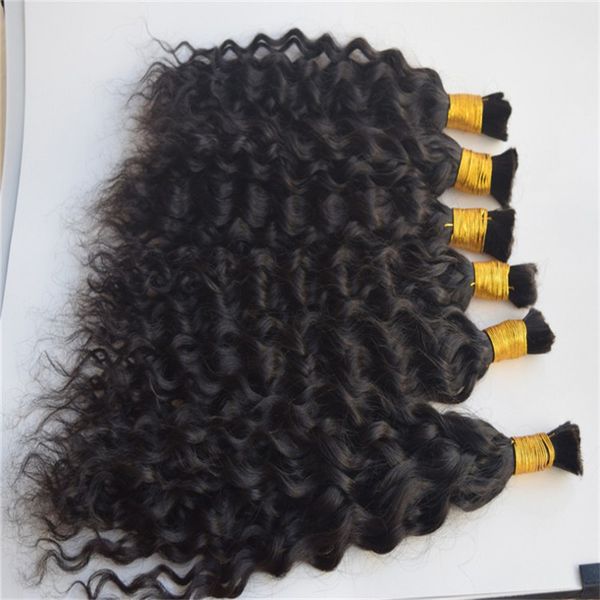 

человеческие волосы bulk нет вложений дешевые бразильская естественная волна волос в массовых волос для оплетки нет уток 3 связки deal, Black