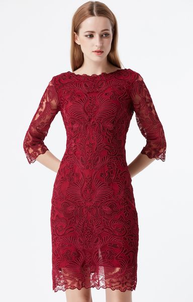 luxury women lace sheath dress v back neck 3/4 sleeve mini dresses 129a717, White;black
luxury women lace sheath dress v back neck 3/4 sleeve mini dresses 129a717, White;black