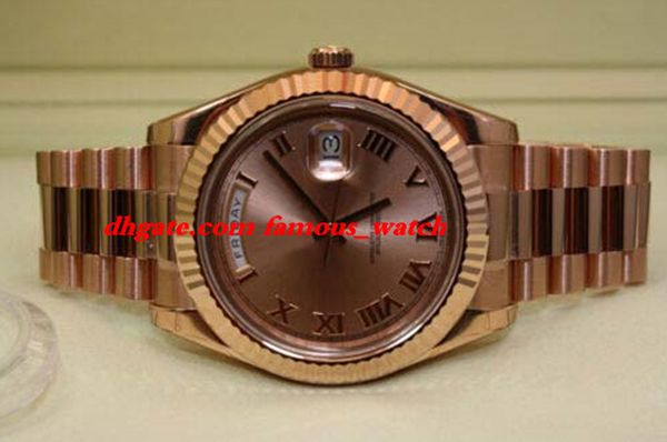 new fashion luxury stainless steel bracelet new ii 41mm 18k rose gold watch with rose gold dial automatic movement mechanical man watch, Slivery;brown
new fashion luxury stainless steel bracelet new ii 41mm 18k rose gold watch with rose gold dial automatic movement mechanical man watch, Slivery;brown
