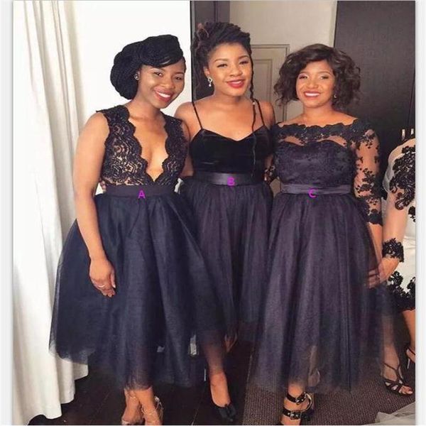 nave blue tea length bridesmaid dresses lace and tulle deep v neck spaghetti straps 3/4 long sleeves bridesmaid gowns wedding guest dress, White;pink
nave blue tea length bridesmaid dresses lace and tulle deep v neck spaghetti straps 3/4 long sleeves bridesmaid gowns wedding guest dress, White;pink