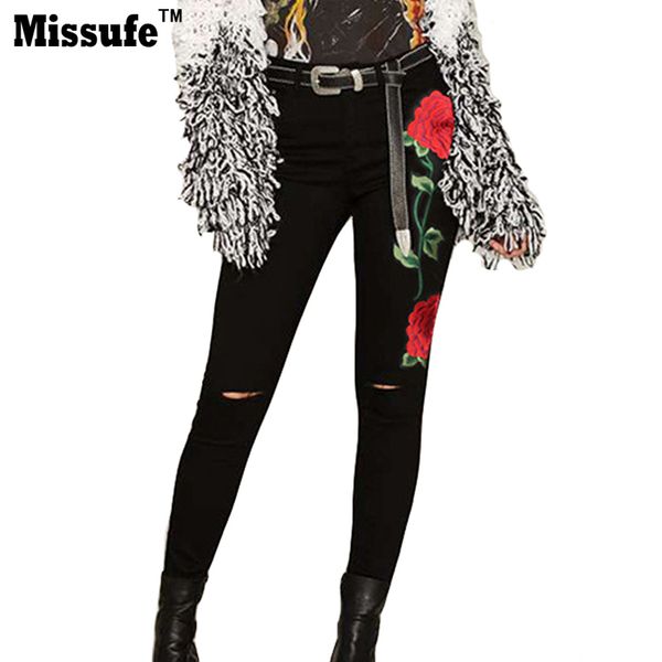 wholesale- missufe 2017 spring summer embroidered sheath ripped pencil jeans black women pants hole denim skinny stretchy high waist jeans, Blue
wholesale- missufe 2017 spring summer embroidered sheath ripped pencil jeans black women pants hole denim skinny stretchy high waist jeans, Blue
