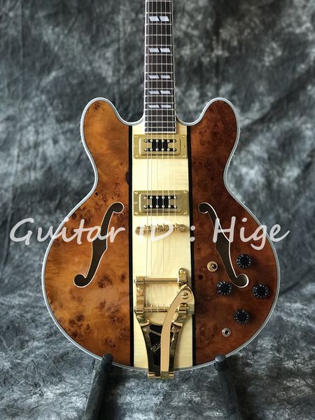 electric guitar, hollow body jazz guitar,semi hollow body guitar , spalted+flame maple gold hardware, fast shipping
electric guitar, hollow body jazz guitar,semi hollow body guitar , spalted+flame maple gold hardware, fast shipping