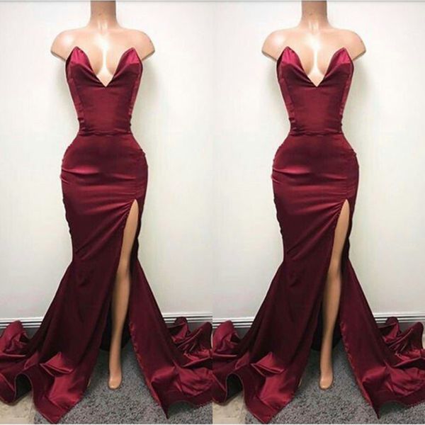 simple long prom dresses burgundy 2020 sweetheart split side elastic satin long custom made evening gowns under 100
simple long prom dresses burgundy 2020 sweetheart split side elastic satin long custom made evening gowns under 100
