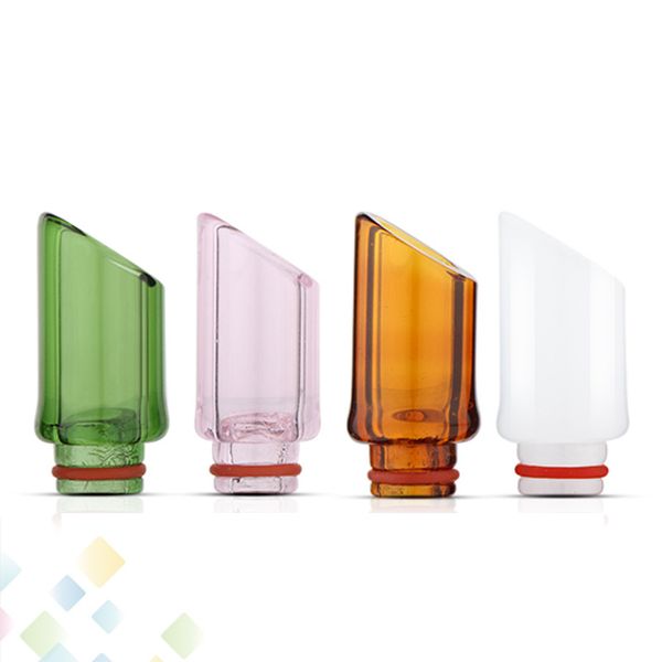 

Pyrex Glass 510 Drips tips 4 Colors Wide Bore Mouthpiece 27MM*12.5 MM High quality Glass Drip Tip fit Atomizer DHL Free
