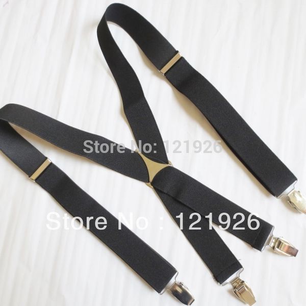 

wholesale- mens suspenders womens suspenders black braces clip-on x-back elastic suspenders ,solid colors,3.5cm width, Black;white