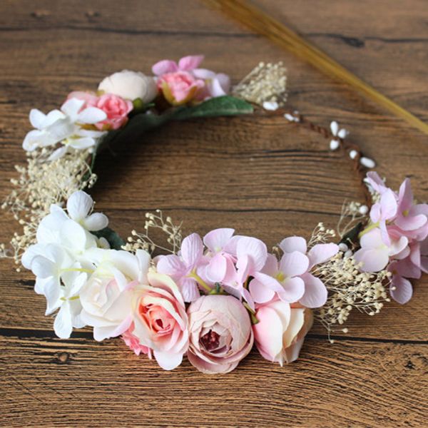 new 2017 girls hair accessories garlands vintage flower floral hoop kids/audlt flower girl wedding party beach hair sticks hairband a7363