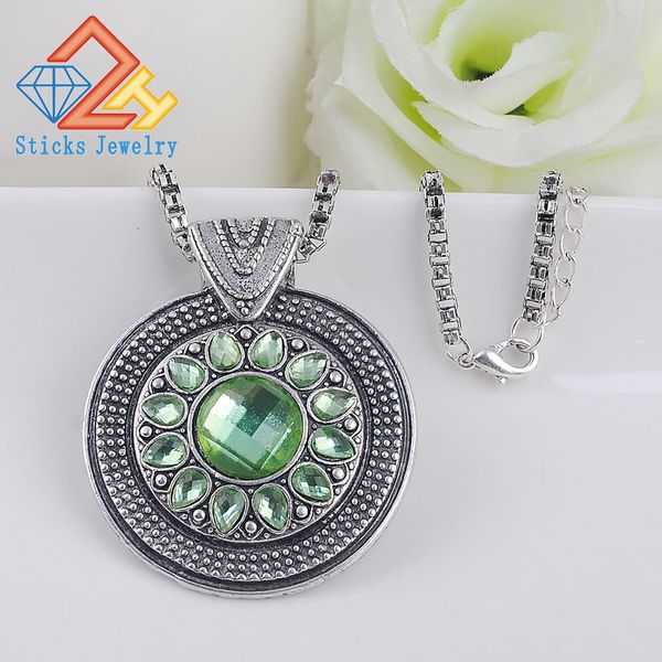 trendy necklace round shape green crystal vintage necklace for women fashion jewelry, Silver
trendy necklace round shape green crystal vintage necklace for women fashion jewelry, Silver