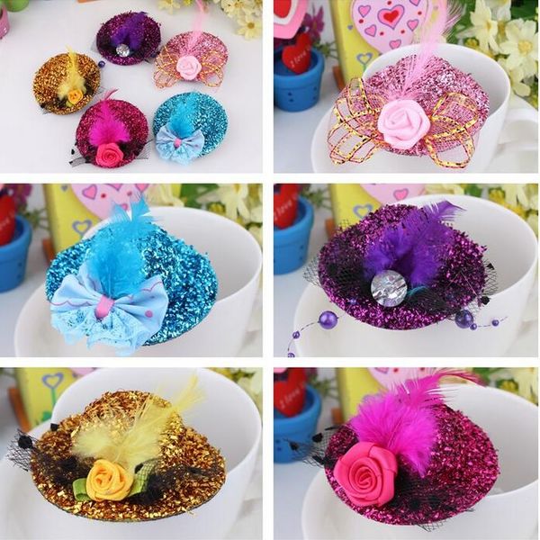24pcs 8cm felt mini hat feather hat cap hair clip hen party lady veil popular wedding homburg millinery bridal accessories, Slivery;golden
24pcs 8cm felt mini hat feather hat cap hair clip hen party lady veil popular wedding homburg millinery bridal accessories, Slivery;golden