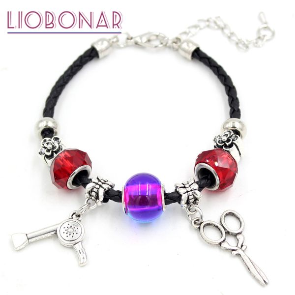 new arrival braid leather bracelet fashion hair stylist hair dryer scissors charms bracelets for women jewelry gift pulsera bijoux, Golden;silver
new arrival braid leather bracelet fashion hair stylist hair dryer scissors charms bracelets for women jewelry gift pulsera bijoux, Golden;silver