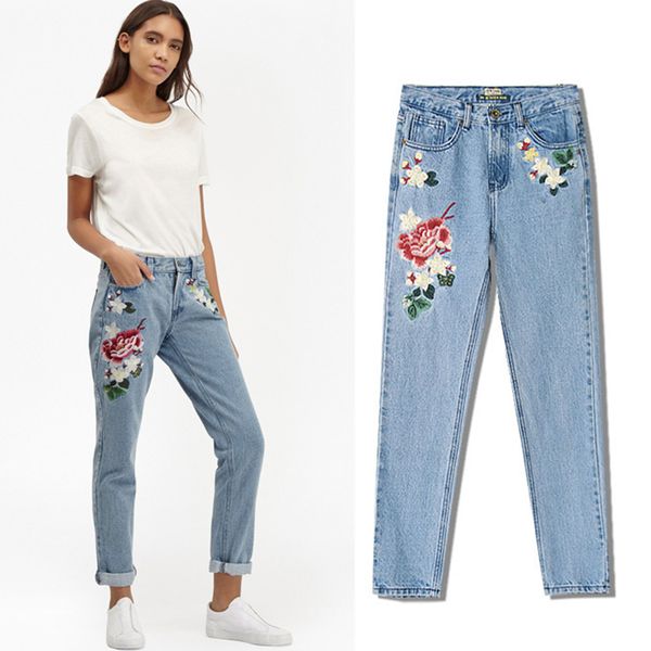 wholesale- 2017 3d floral embroidery jeans female casual straight denim pants jeans women fashion pocket light blue mid waist trousers p45
wholesale- 2017 3d floral embroidery jeans female casual straight denim pants jeans women fashion pocket light blue mid waist trousers p45