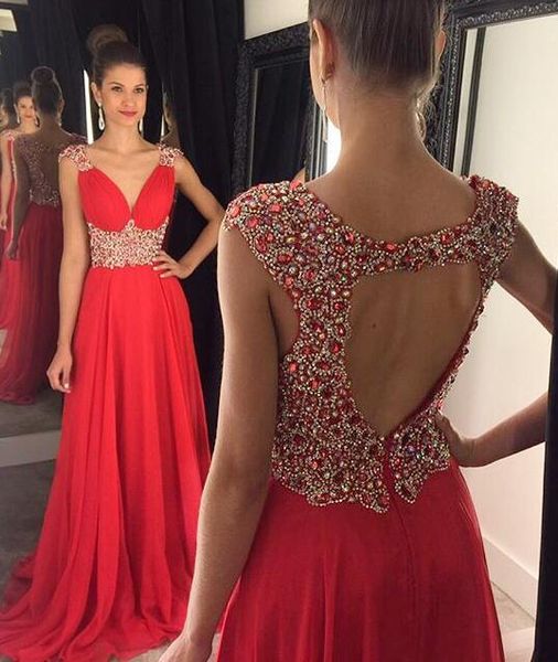 new charming chiffon red beading prom dress deep v-neck evening dress backless prom dress, Black
new charming chiffon red beading prom dress deep v-neck evening dress backless prom dress, Black