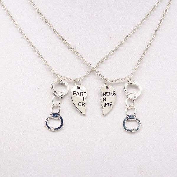 new style popular sell broken partners in crime heart-shaped and handcuffs couple necklace creative women men friend holiday gift, Silver
new style popular sell broken partners in crime heart-shaped and handcuffs couple necklace creative women men friend holiday gift, Silver