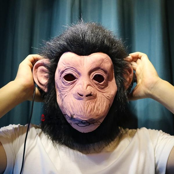 latex animal chimp head mask monkey fancy dress lazy bruno mars song chimpanzee cosplay mask costume theater prop halloween