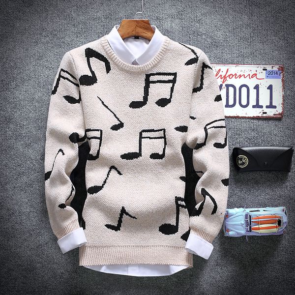 wholesale- 2017 new autumn winter solid fashion mens sweaters and pullovers men brand casual sweater o-neck music print slim fit knitting, White;black
wholesale- 2017 new autumn winter solid fashion mens sweaters and pullovers men brand casual sweater o-neck music print slim fit knitting, White;black