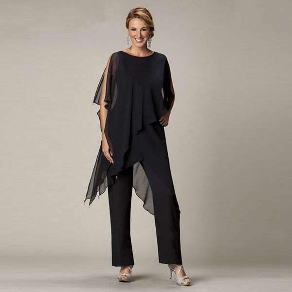 black chiffon mother of the bride pant suits bateau neck wedding guest dress tiered mothers of the groom dresses, Black;red
black chiffon mother of the bride pant suits bateau neck wedding guest dress tiered mothers of the groom dresses, Black;red