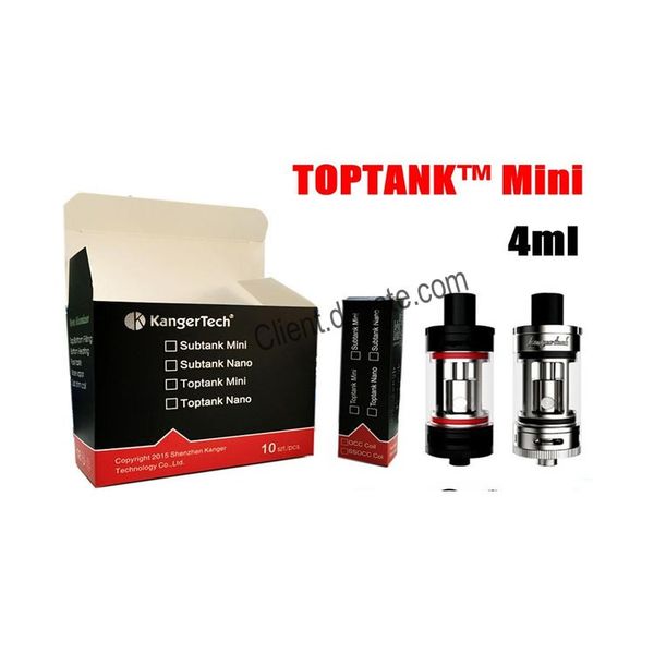 Toptank Mini Atomizer 4.0ml with 0.5ohm 1.2ohm SSOCC Coil head Single Tank Free DHL Shipping