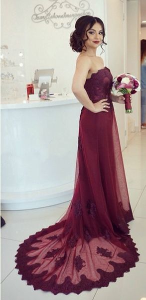 burgundy appliques court-train prom dresses 2021 strapless lace elegant open-back vestidos para formatura evening gowns, Black
burgundy appliques court-train prom dresses 2021 strapless lace elegant open-back vestidos para formatura evening gowns, Black