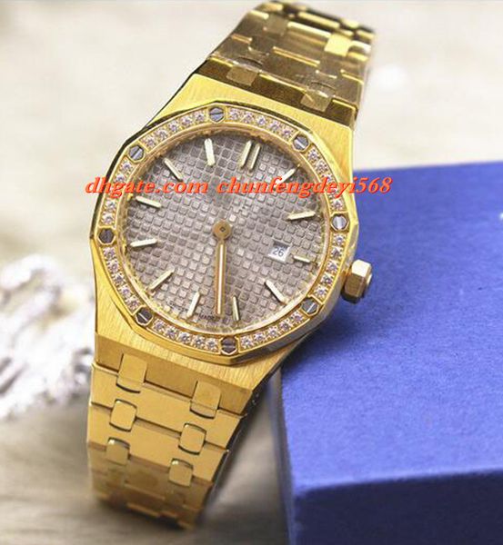 fashion luxury new st.oo.1220st.01 diamond 33mm yellow gold stainless steel bracelet date quartz movement lady watches quality, Slivery;brown 
fashion luxury new st.oo.1220st.01 diamond 33mm yellow gold stainless steel bracelet date quartz movement lady watches quality, Slivery;brown